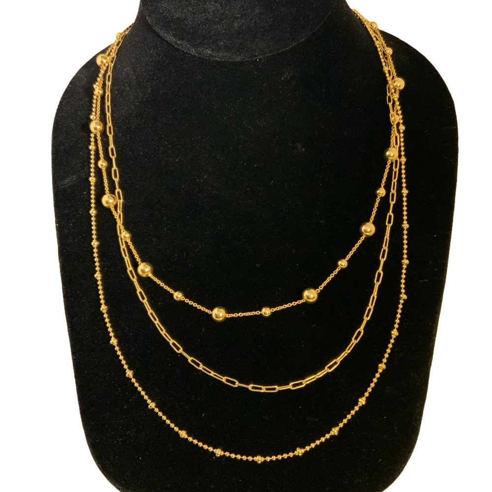 J.Crew Gold Multi-Strand Beaded 18” Necklace with Dust Bag – NWT